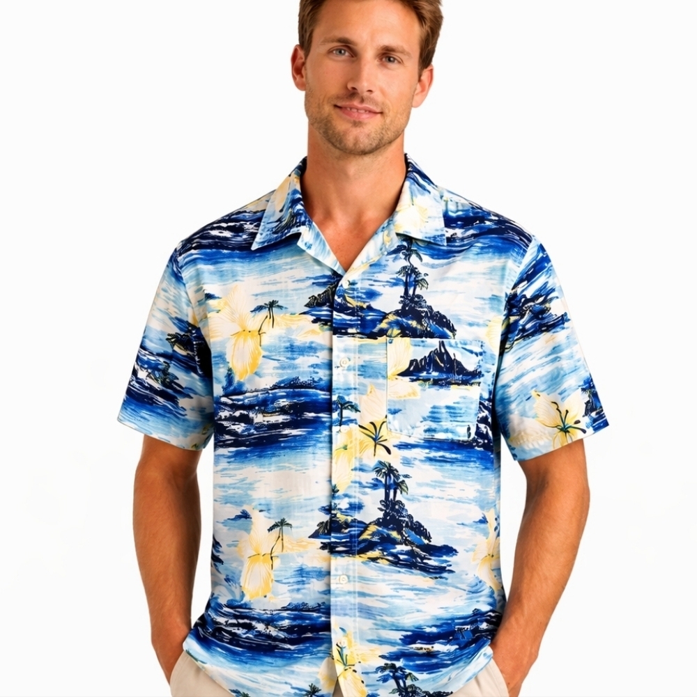 Cherokee Waikiki Wear Vintage Hawaiian Aloha Shirt 100% Cotton Small